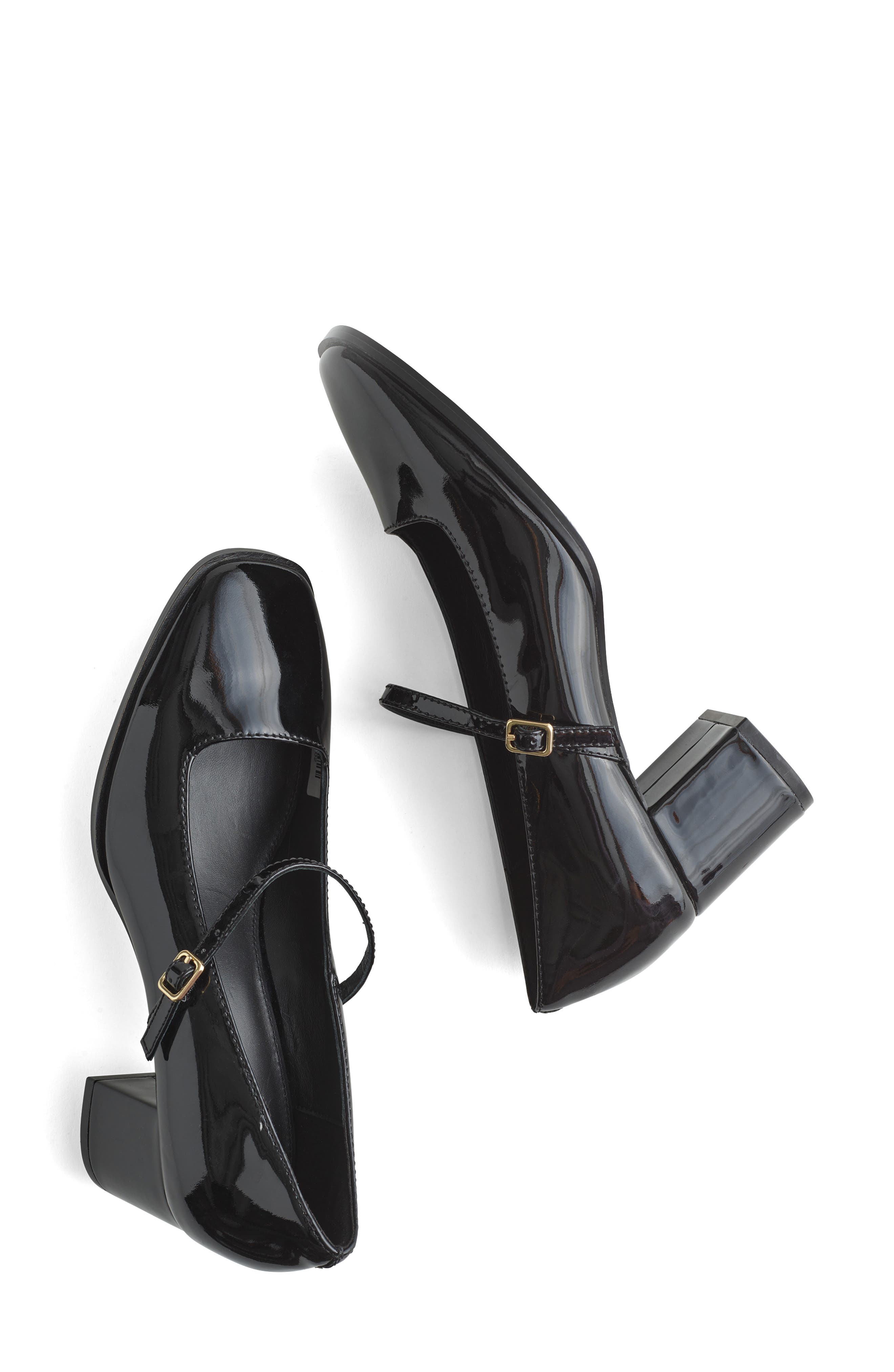 Madewell The Greta Patent Mary Jane Pump, Alternate, color, True Black