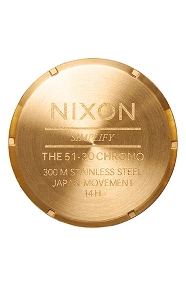 Nixon 51-30 Chronograph Bracelet Watch, 51mm, Alternate, color, Gold / Turquoise / Gold