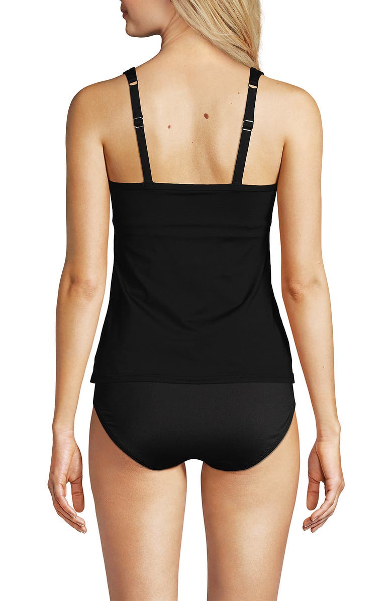 Lands' End D-Cup Chlorine Resistant Smoothing Control High Neck Tankini Swimsuit Top, Alternate, color, Black