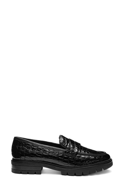 Ara Crescent Lug Penny Loafer In Black