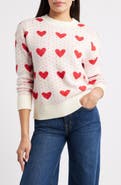 Caslon® Jacquard Heart Crewneck Sweater