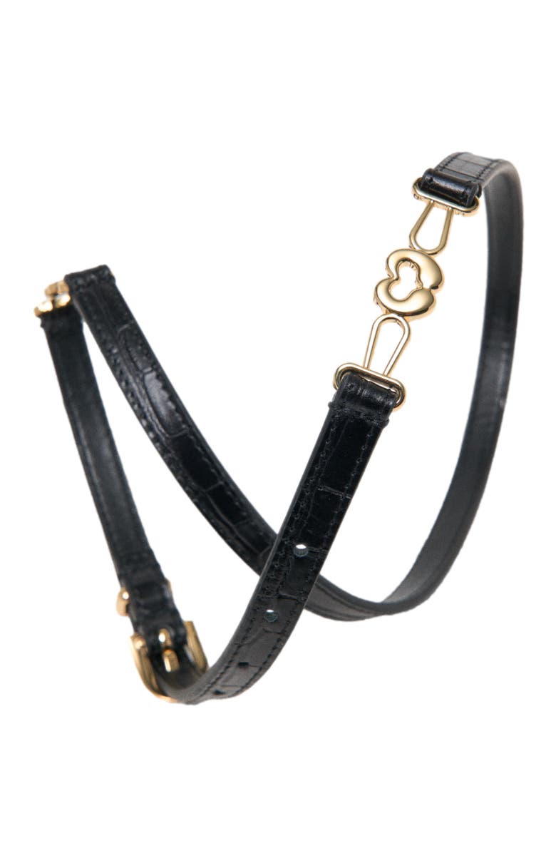 maje Slim croc-effect leather belt, Alternate, color, Black