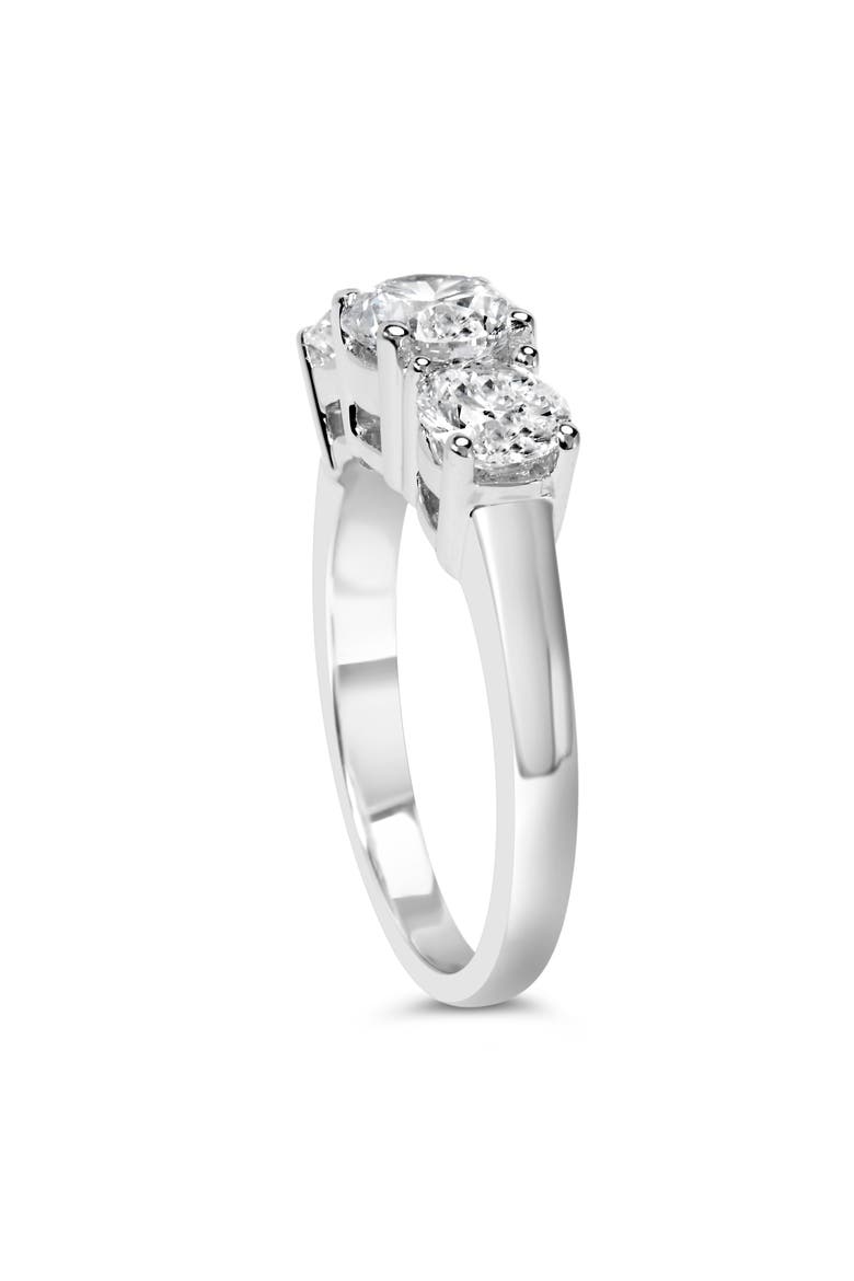14K White Gold 2.00 Cttw Lab Grown Diamond 3 Stone Ring Band, Alternate, color, White