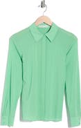 Alice + Olivia Willa Placket Silk Blend Top