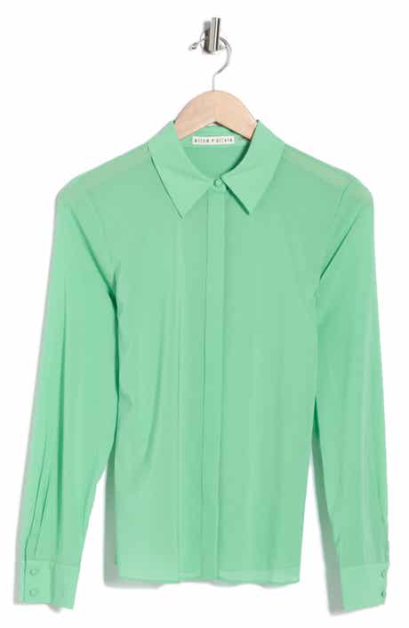 Alice + Olivia Willa Placket Silk Blend Top
