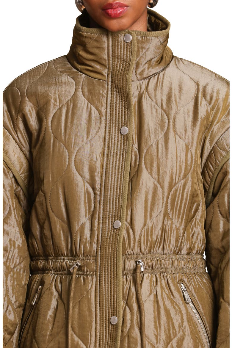 Drawstring Waist Quilted Jacket, Alternate, color, SEAGRASS