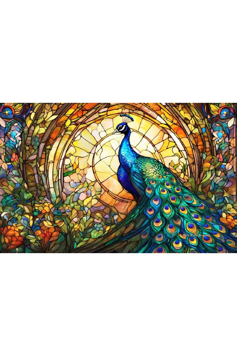 Stained Glass Zoo Peacock 550 piece Jigsaw Puzzle for Adults, Alternate, color, Multicolor