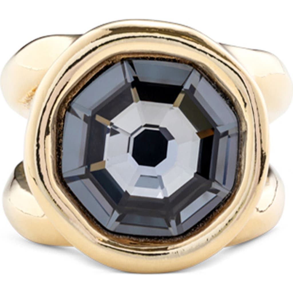 Unode50 18k Gold-plated Ring With Grey Crystal In Gold