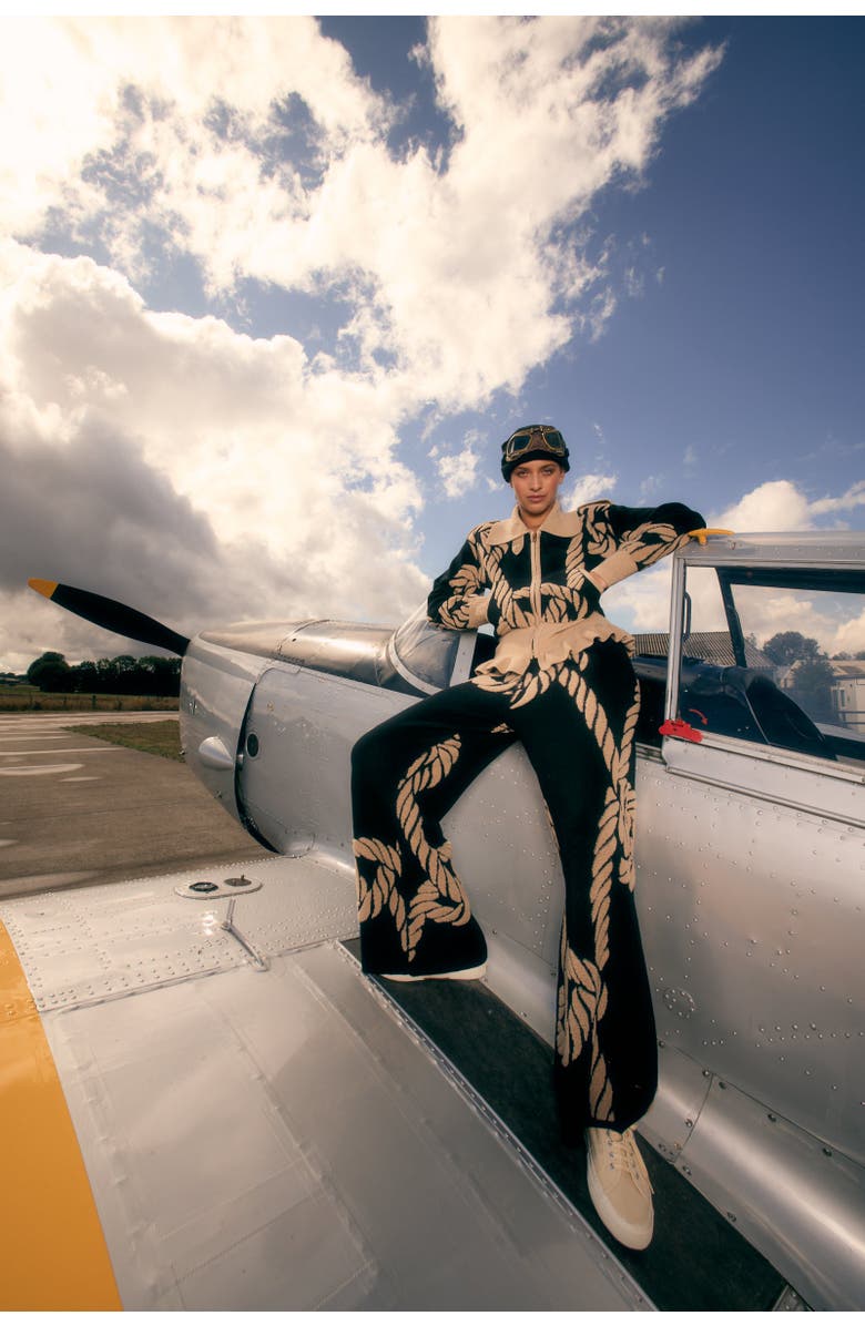 Temperley London Rope Knit Jacket, Alternate, color, Black