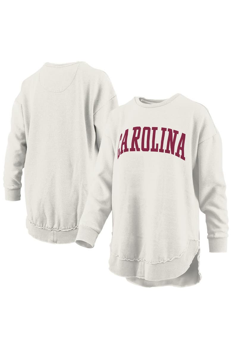 Women's Pressbox  Oatmeal South Carolina Gamecocks Melange Poncho Vintage Fleece Long Sleeve Pullover Sweatshirt, Main, color, Oatmeal