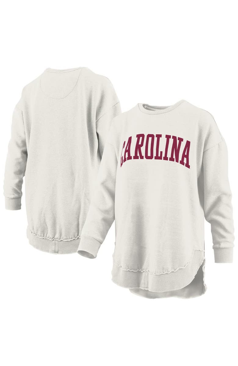 PRESSBOX Women's Pressbox Oatmeal South Carolina Gamecocks Melange Poncho Vintage Fleece Long Sleeve Pullover Sweatshirt, Main, color, Oatmeal