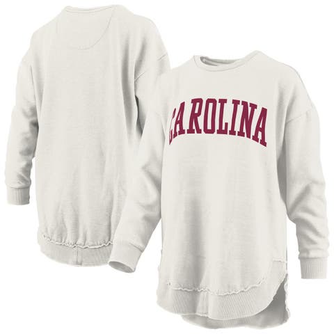 Women's Pressbox  Oatmeal South Carolina Gamecocks Melange Poncho Vintage Fleece Long Sleeve Pullover Sweatshirt