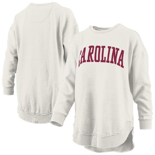 Pressbox Oatmeal South Carolina Gamecocks Melange Poncho Vintage Fleece Long Sleeve Pullover Sweats In Gray