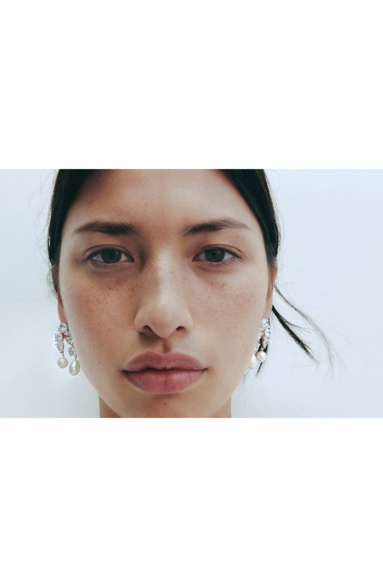 COMPLETEDWORKS Cubic Zirconia & Freshwater Pearl Drop Earrings, Alternate, color, Silver Plated