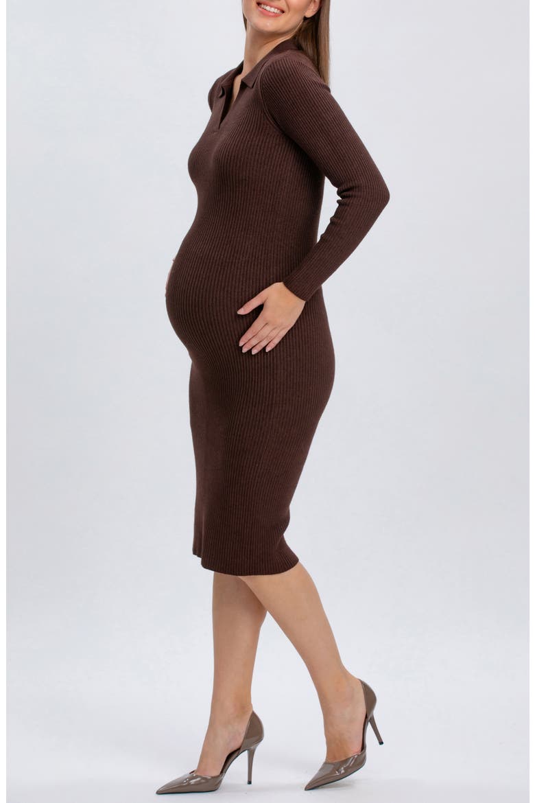 Lavinia Rib Knit Maternity Dress, Alternate, color, MOKA
