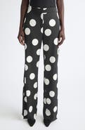 Akris punto X-Large Polka Dot Stretch Crepe Wide Leg Pants