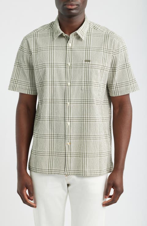 Carrock Plaid Seersucker Short Sleeve Button-Up Shirt