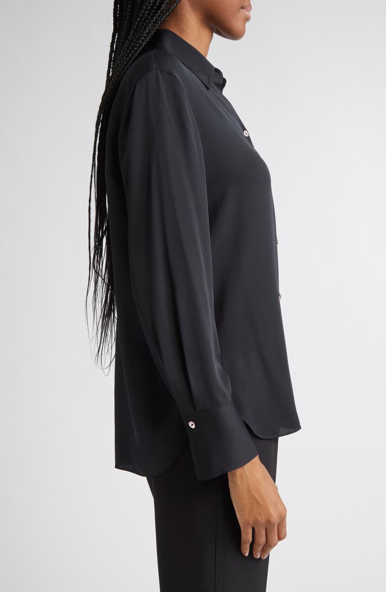 Vince Stretch Silk Button-Up Shirt, Alternate, color, Black