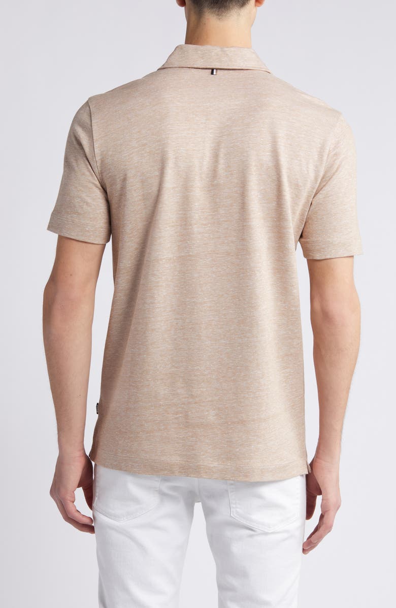 BOSS Press Slub Linen Blend Piqué Polo, Alternate, color, Medium Beige