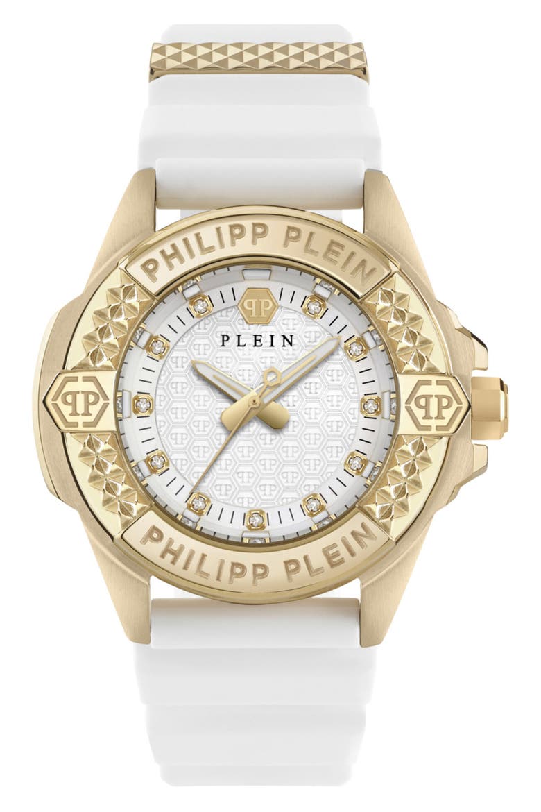 Plein Majesty Silicone Strap Watch, 38mm, Main, color, GOLD1