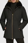 Donna Karan New York Lux Water Resistant Puffer Coat with Faux Fur Trim
