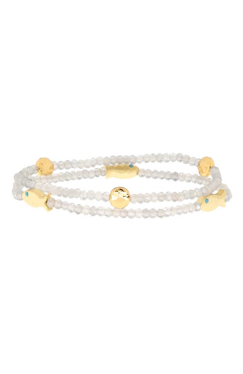 Marlyn Schiff Natural Stont Beaded Bracelet In White