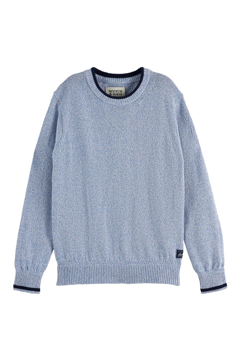 Kids' Mélange Cotton Crewneck Sweater, Main, color, FADED DENIM