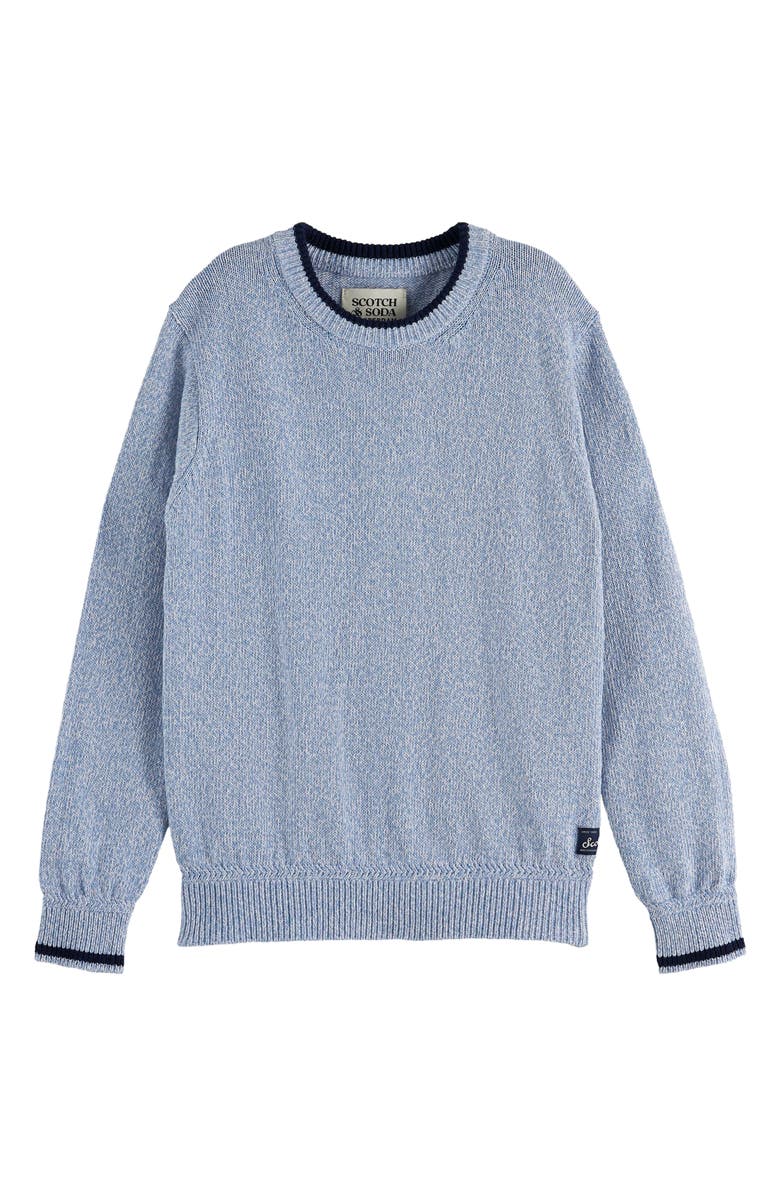 Scotch & Soda Kids' Mélange Cotton Crewneck Sweater, Main, color, Faded Denim