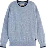Scotch & Soda Kids' Mélange Cotton Crewneck Sweater