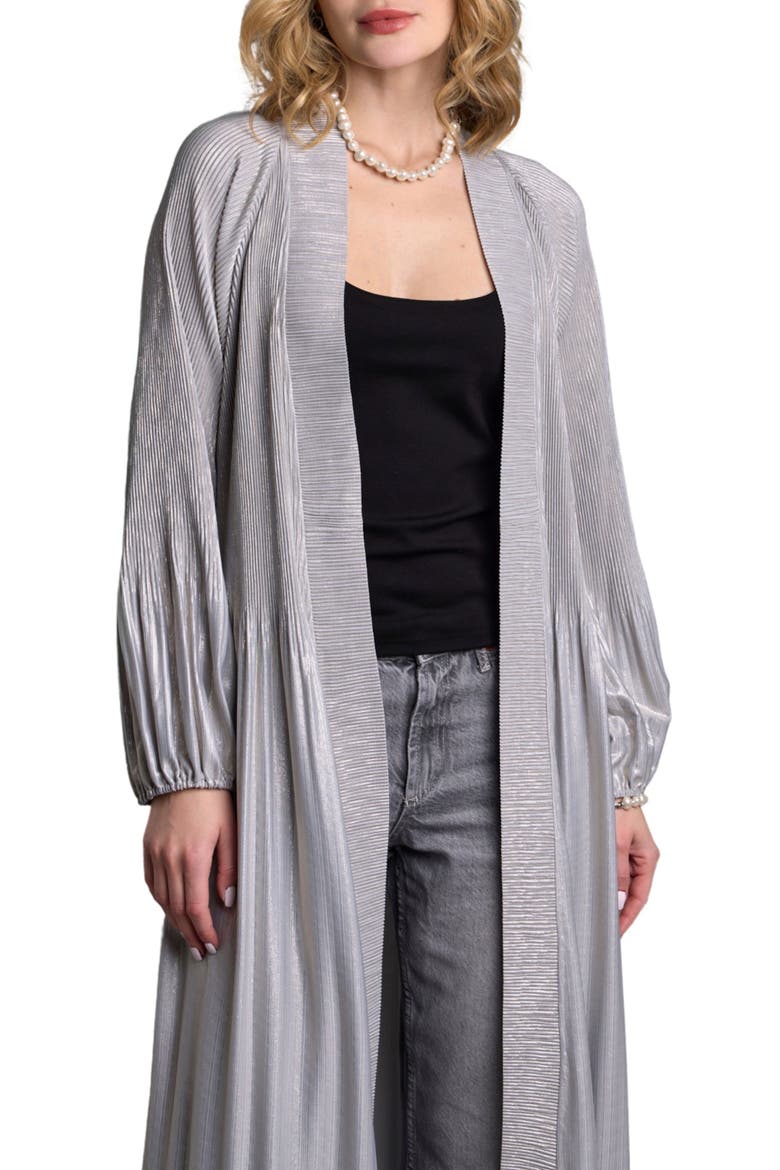 Pleated Shimmer Duster, Alternate, color, GREY