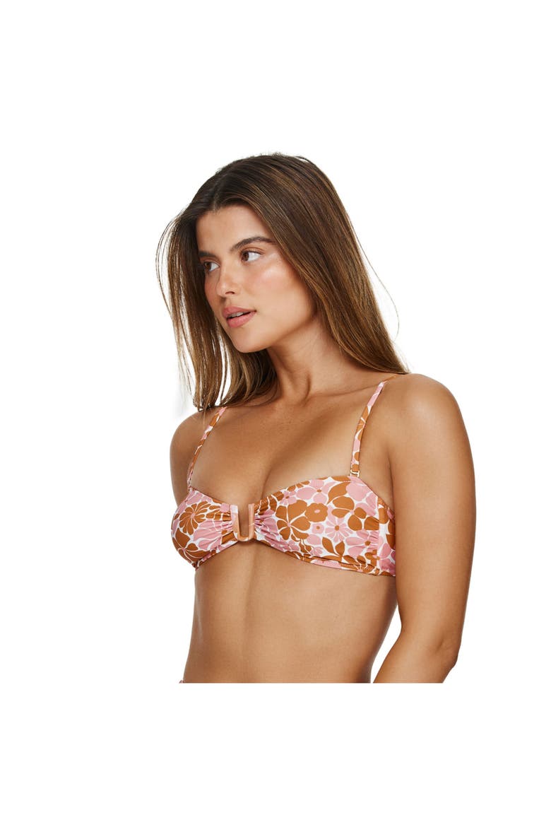 Summer Memories Bandeau Bikini Top, Alternate, color, Pink-Brown