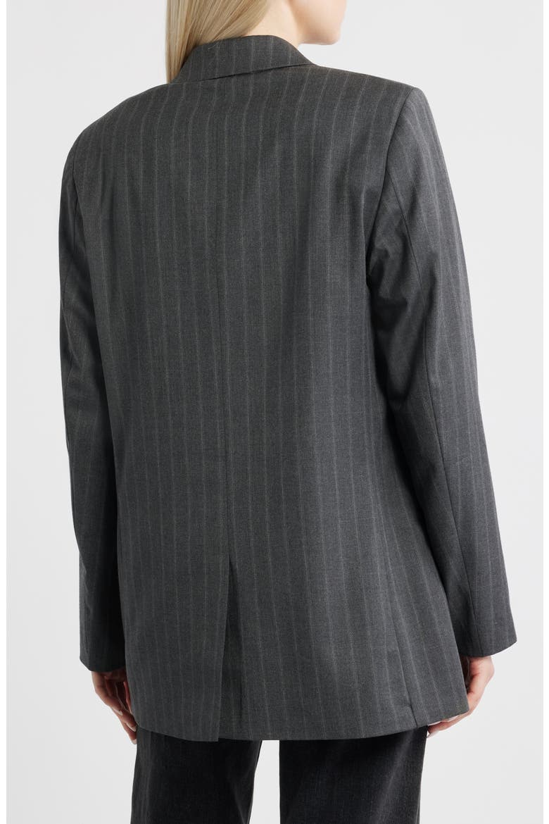 Three-Button Pinstripe Blazer, Alternate, color, CHARCOAL