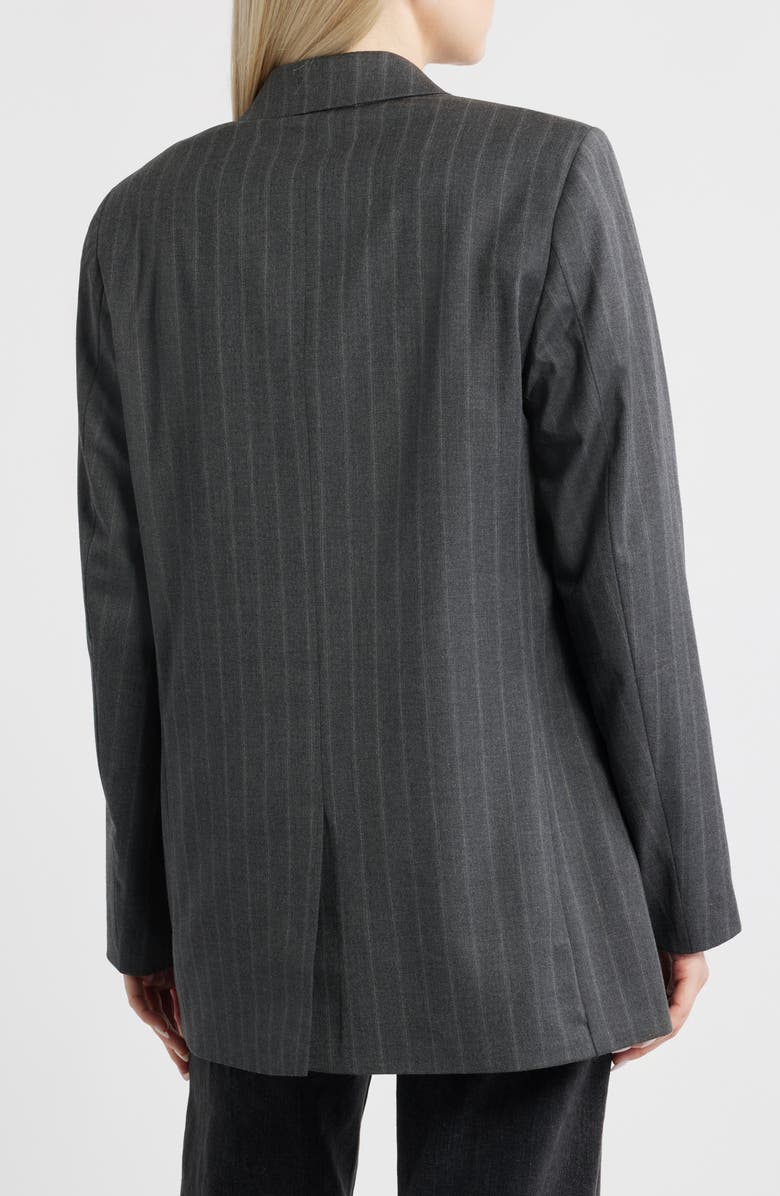 Topshop Three-Button Pinstripe Blazer, Alternate, color, Charcoal