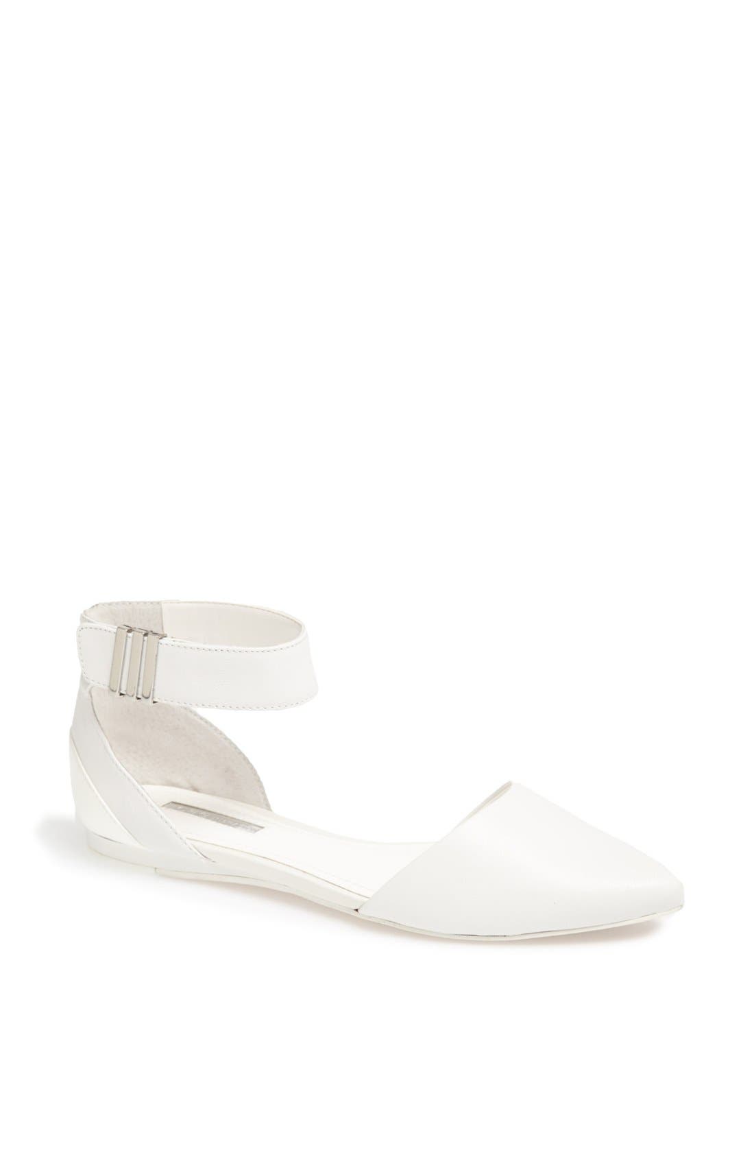 'Tilda' Ankle Strap Flat, Main, color, WHITE