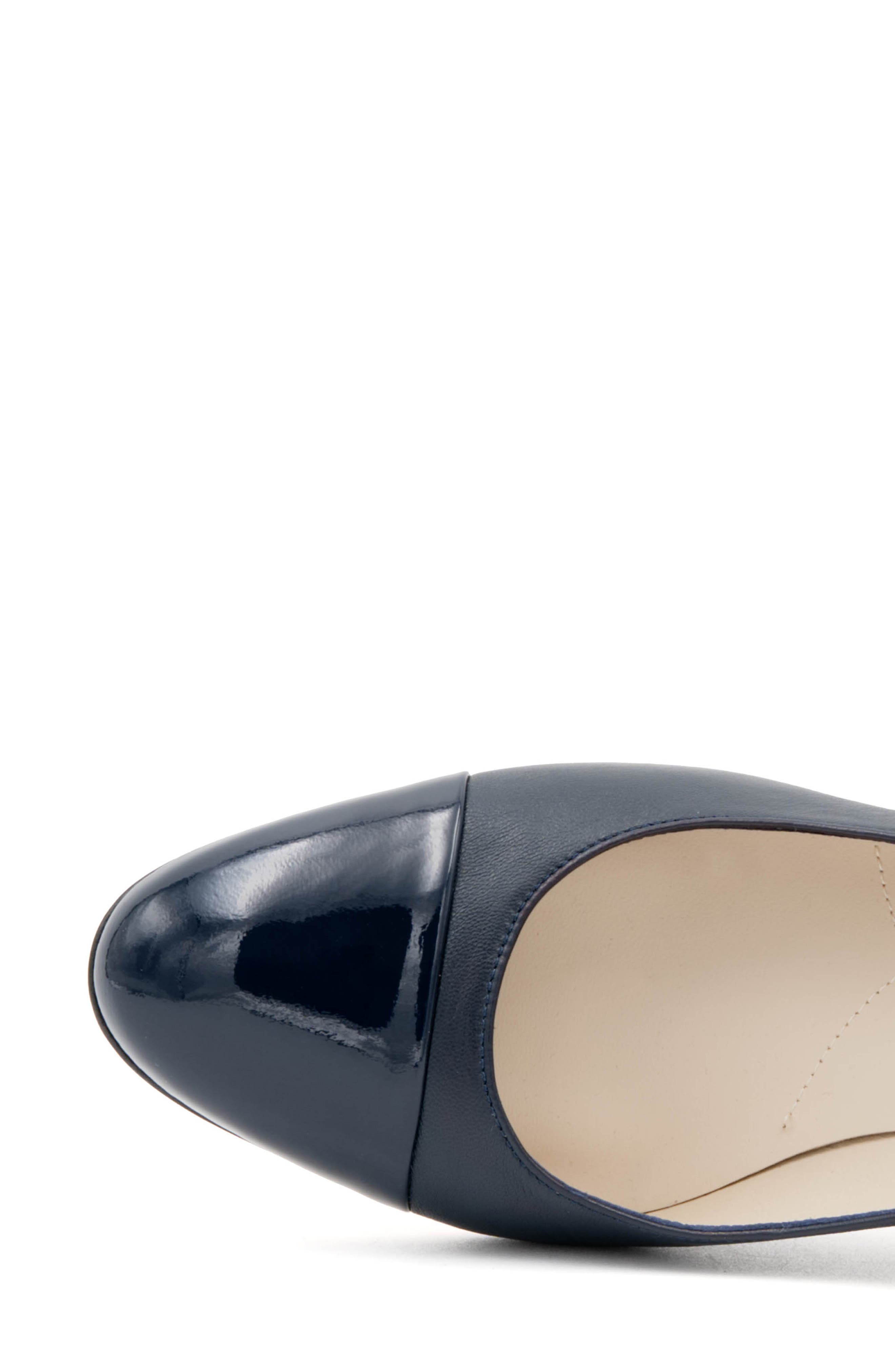 Lilli Ankle Strap Cap Toe Pump, Alternate, color, BLUE PAVONE PARM NIGHT VERNICE