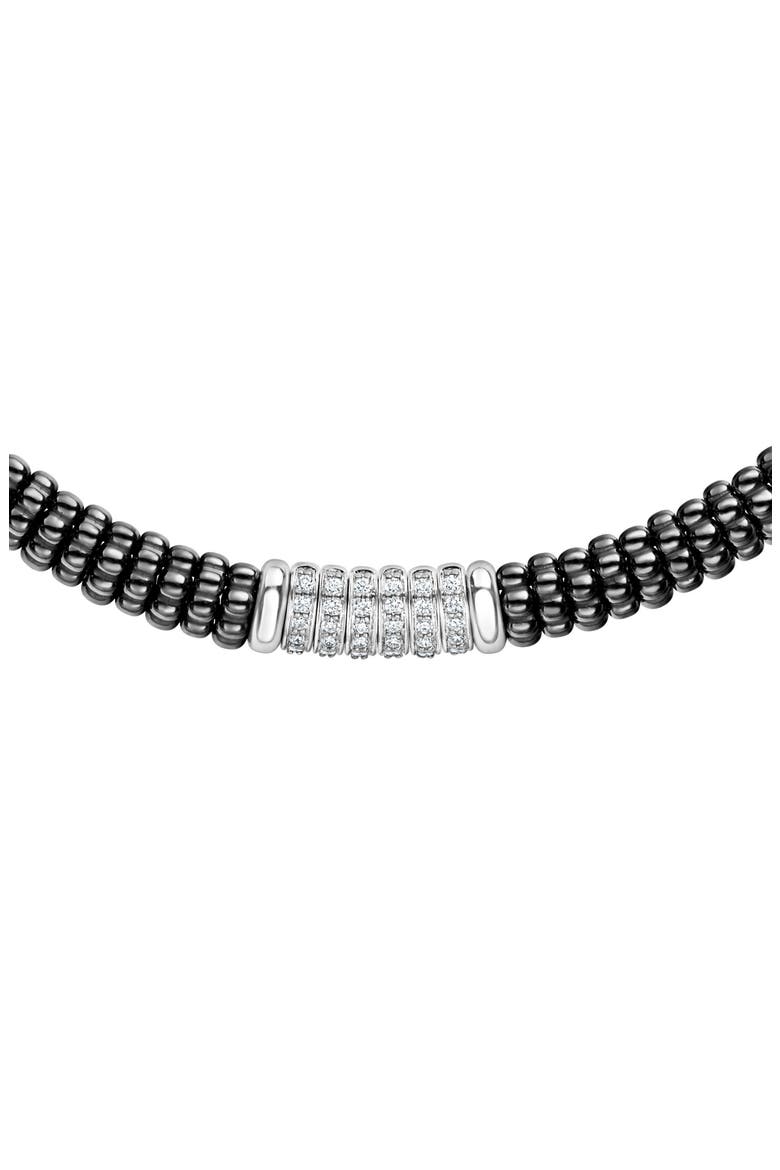 Black Caviar Diamond 6-Link Rope Necklace, Alternate, color, SILVER/ BLACK