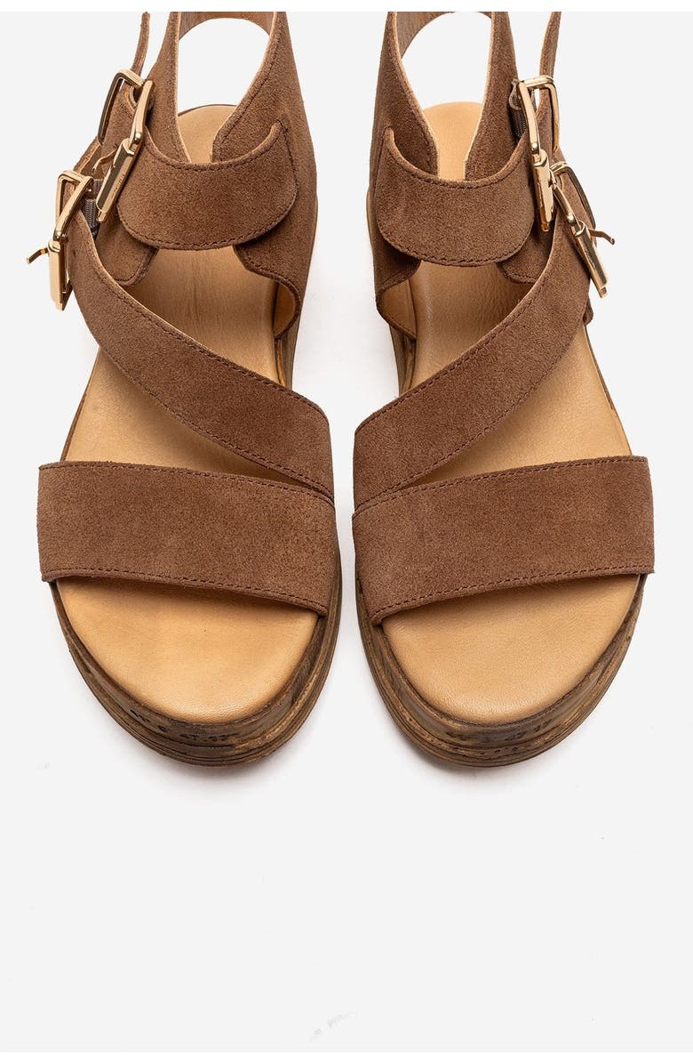 Forever & Always Shoes Lorentis Leather Double Buckle Sandal, Alternate, color, Cognac Suede
