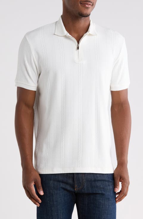 Geo Textured Zip Polo