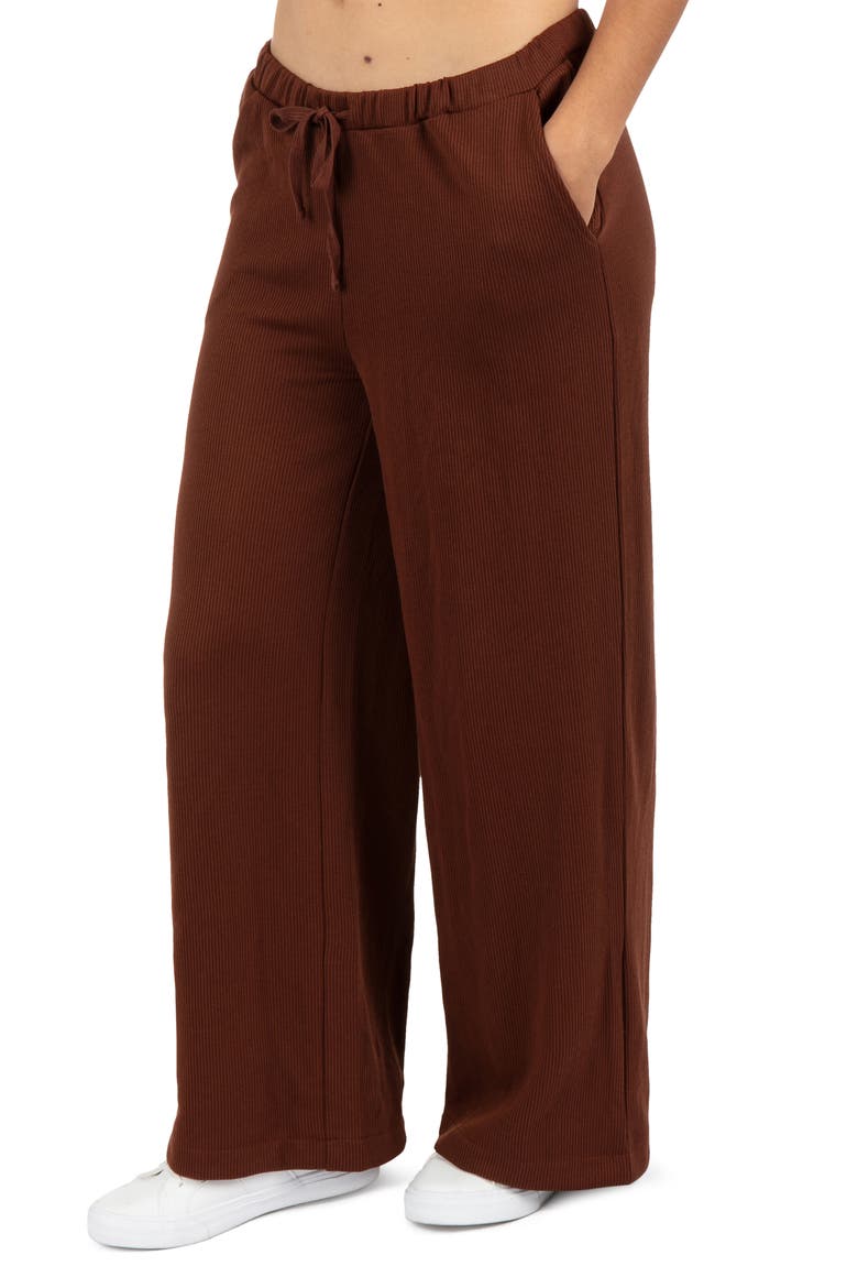 Villa Beach Flatback Rib Wide Leg Pants, Alternate, color, CAPPUCINO