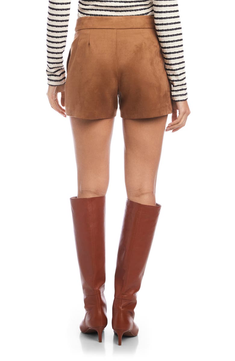 FIFTEEN TWENTY Faux Suede High Waist Shorts, Alternate, color, Cognac