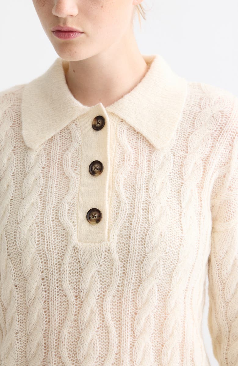 Scotch 
Soda Cable Knit Polo Sweater, Alternate, color, Eggnog