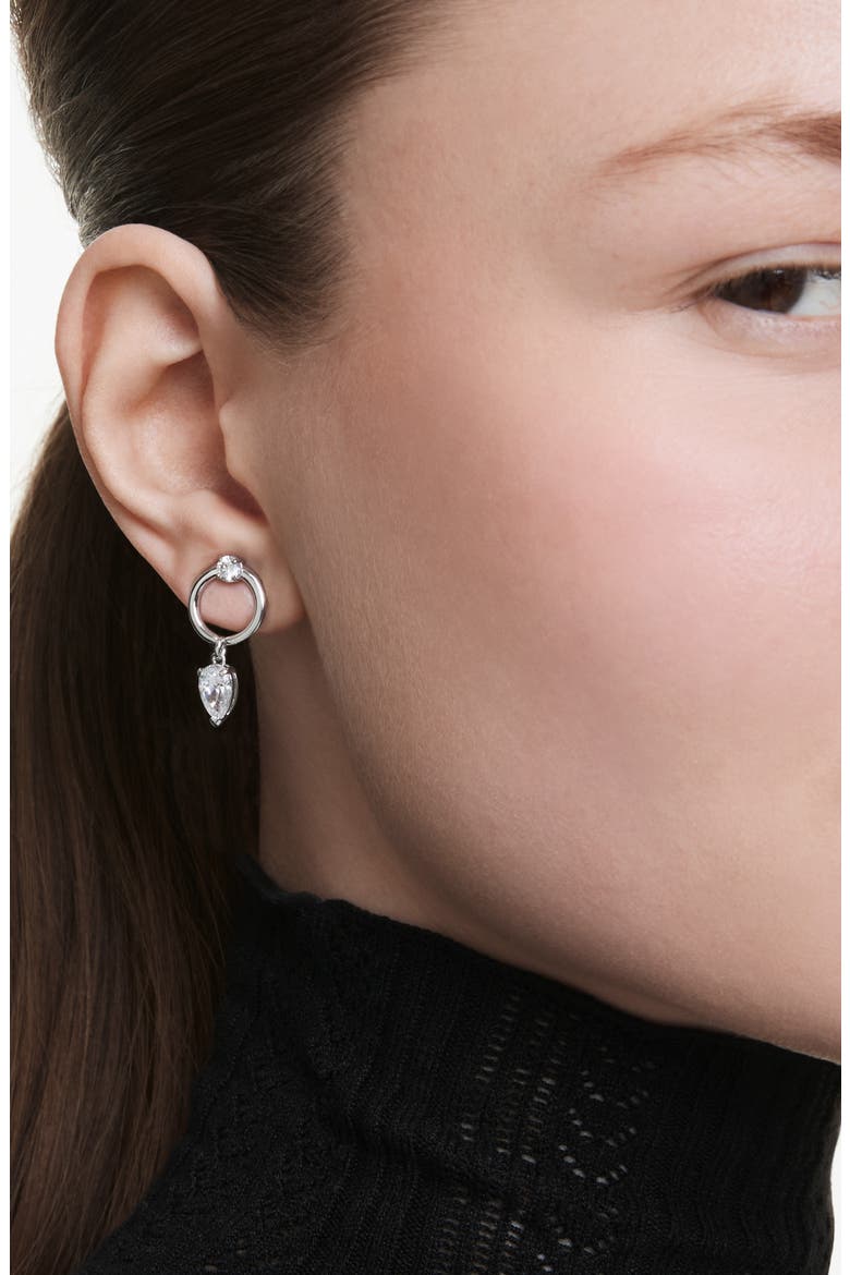 Mesmera Drop Earrings, Alternate, color, RHODIUM/ WHITE