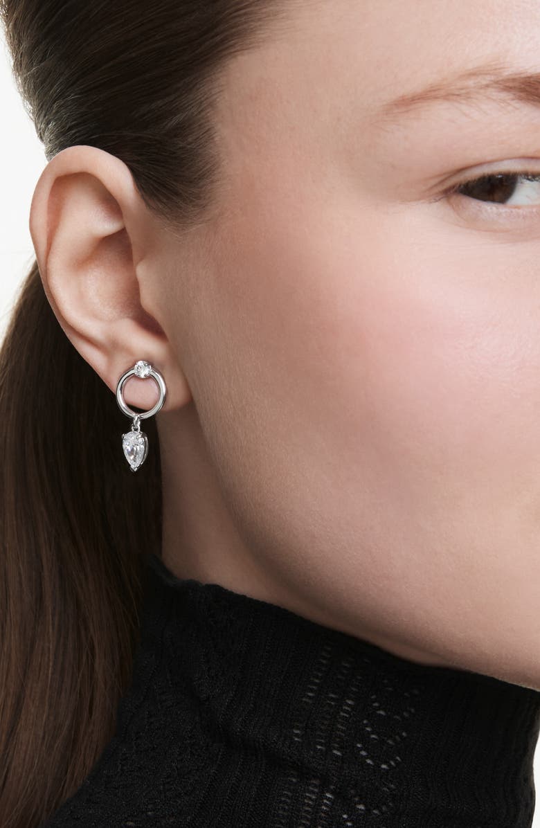 Swarovski Mesmera Drop Earrings, Alternate, color, Rhodium/ White