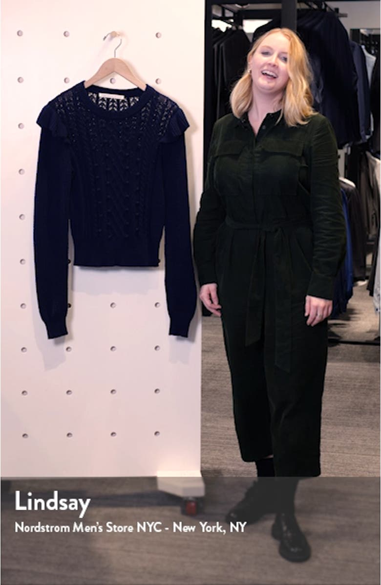 Earl Ruffle Shoulder Cable Knit Sweater, sales video thumbnail