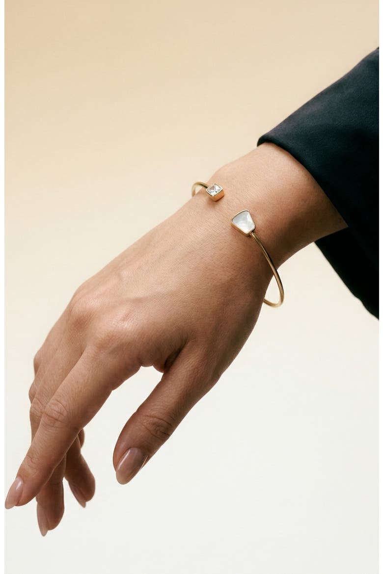 Mother-of-Pearl & Cubic Zirconia Cuff Bracelet, Alternate, color, GOLD