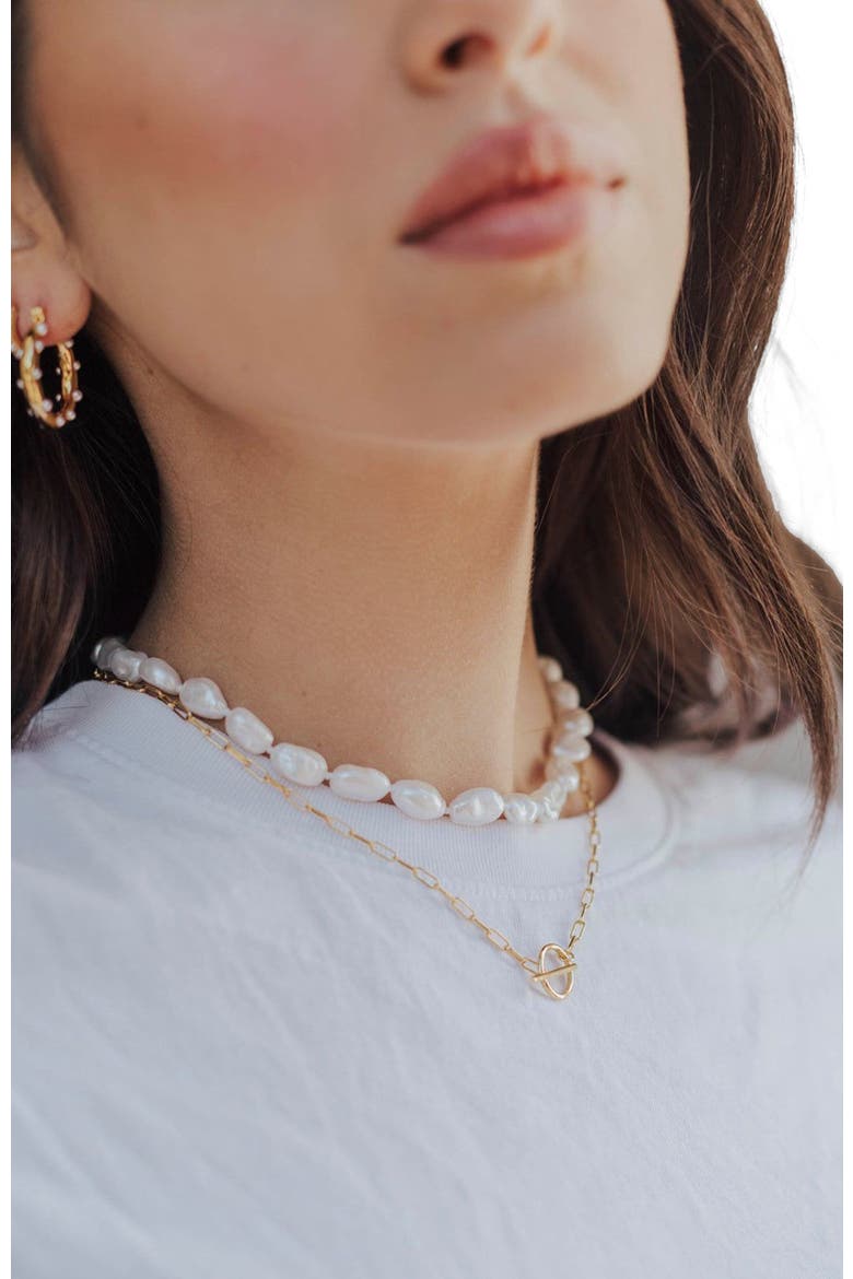 Sea Breeze Freshwater Pearl Choker, Alternate, color, Gold