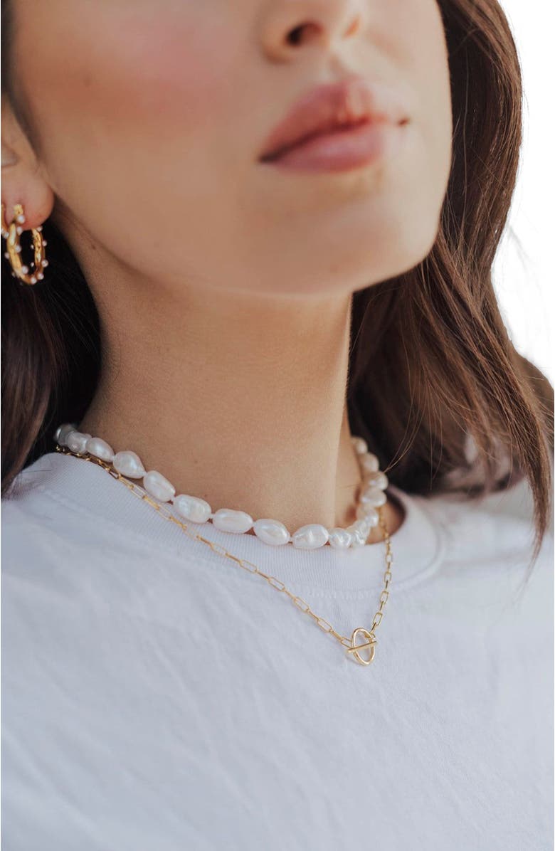 Untamed Petals Sea Breeze Freshwater Pearl Choker, Alternate, color, Gold