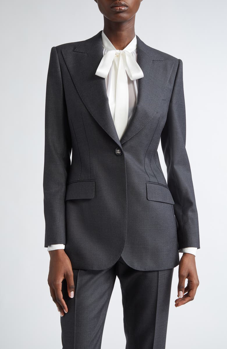 Dolce&Gabbana Turlington Single Breasted Virgin Wool Blazer, Main, color, S8290 Melange Grigi