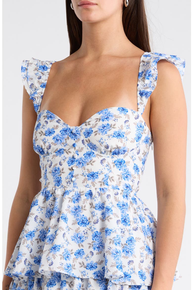 Covina Tiered Midi Dress, Alternate, color, WHITE-BLUE