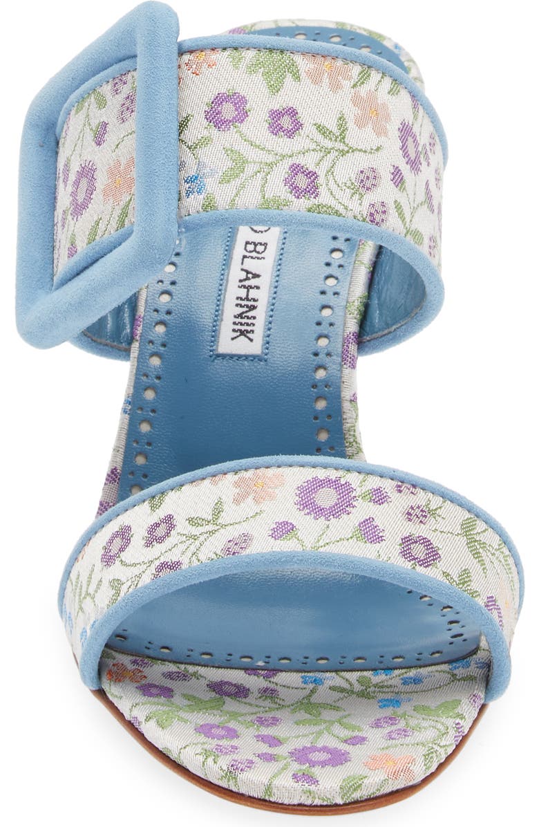 Manolo Blahnik Gamble Floral Sandal, Alternate, color, Blue/ Ivory Multi